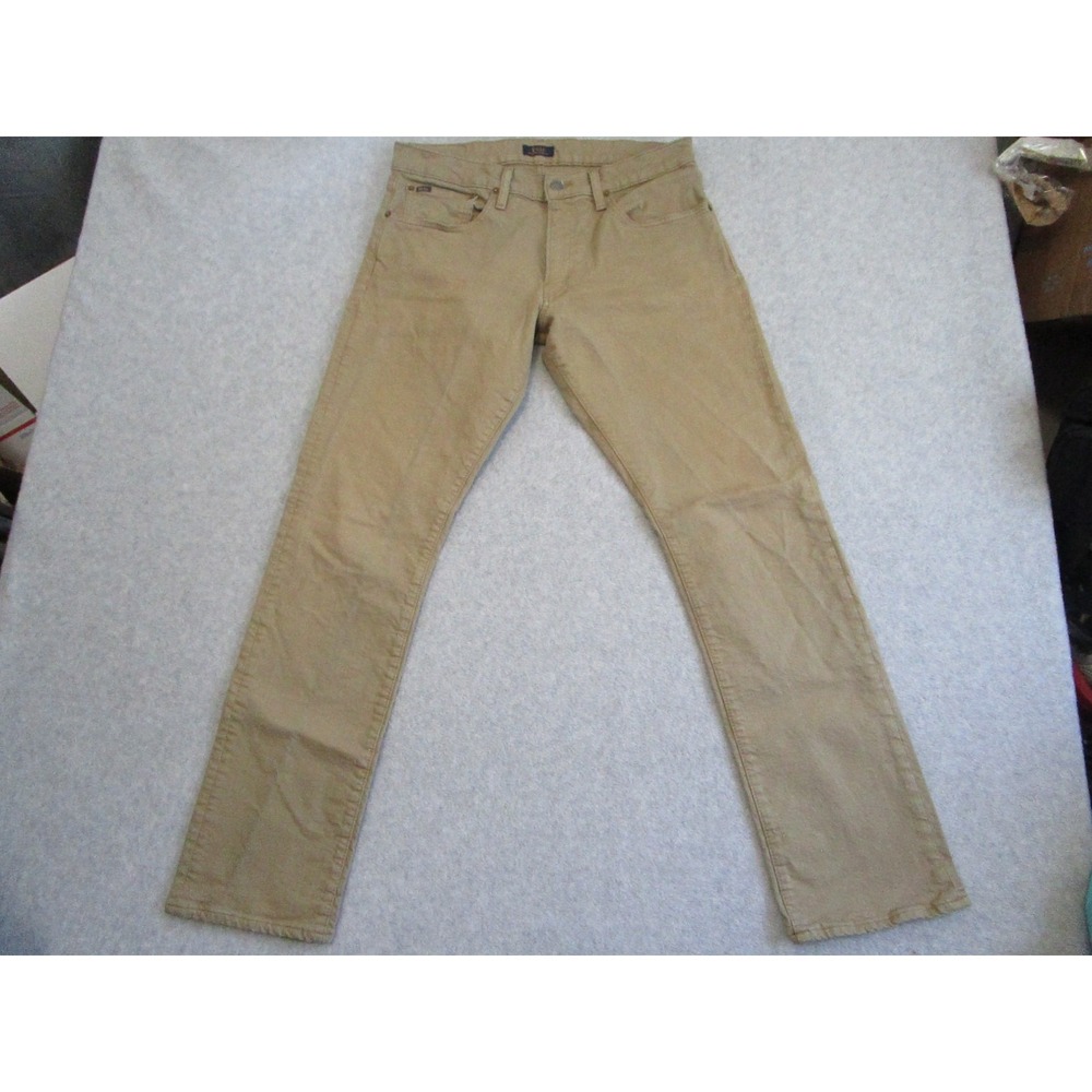 Ralph Lauren Polo Pants Mens 32 x 32 Tan Varick Slim Straight Chino Khaki
